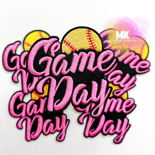 Hat Patch- Embroidered  "Game Day Softball"
