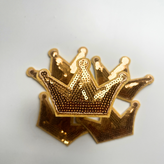 Iron on Hat Patch- Gold Sequin Crowns