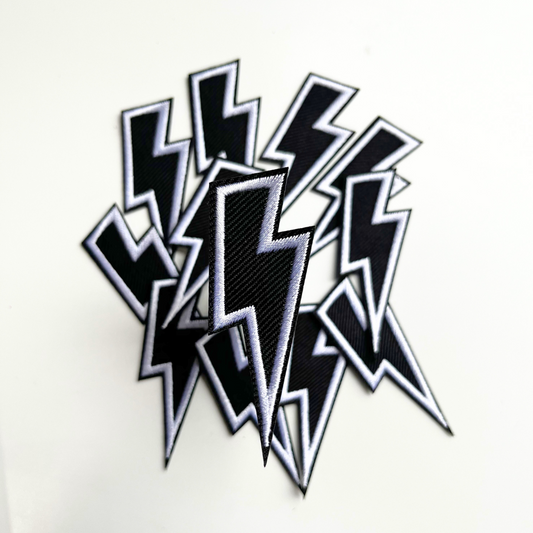 Iron on Hat Patch- Black Lightning Bolt