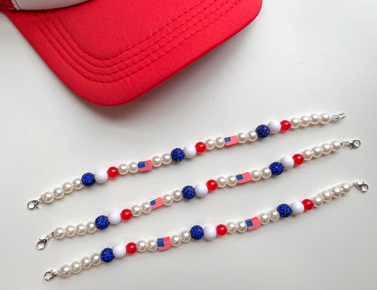 Classy Blue Sparkle USA Trucker Hat Chain