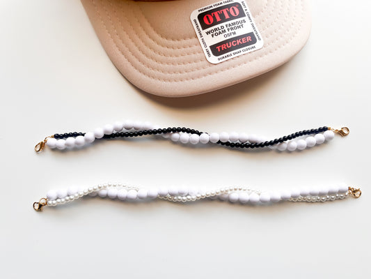 White Beaded Twist Trucker Hat Chain