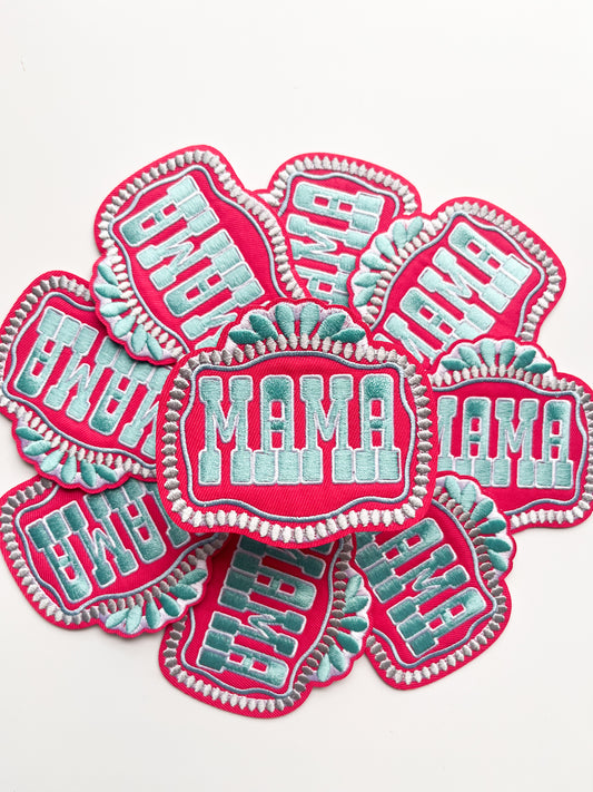 Hot Pink & Teal MAMA Hat Patch