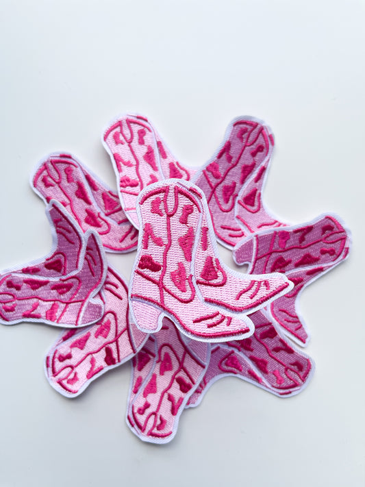 Pink Cowboy Boots Hat Patch