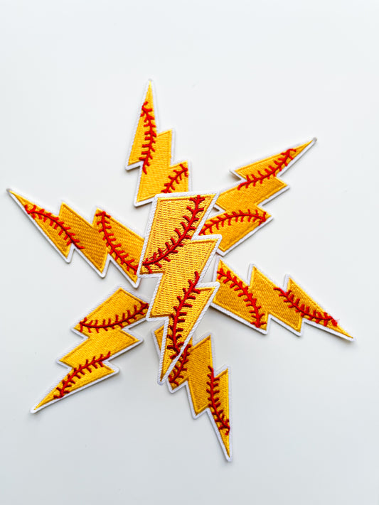 Softball Lightning Bolt Hat Patch