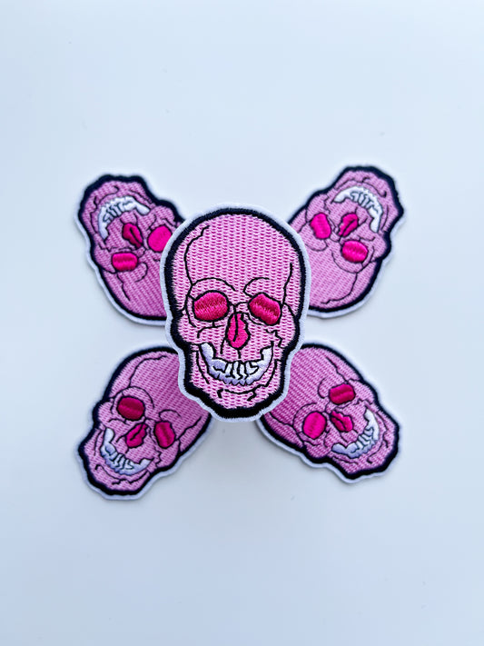 Pink Skull Hat Patch