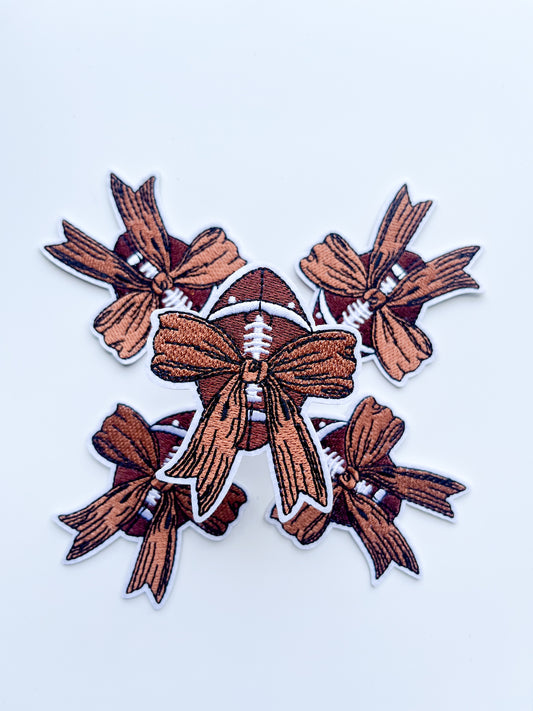 Full Football with Brown Bow Hat Patch