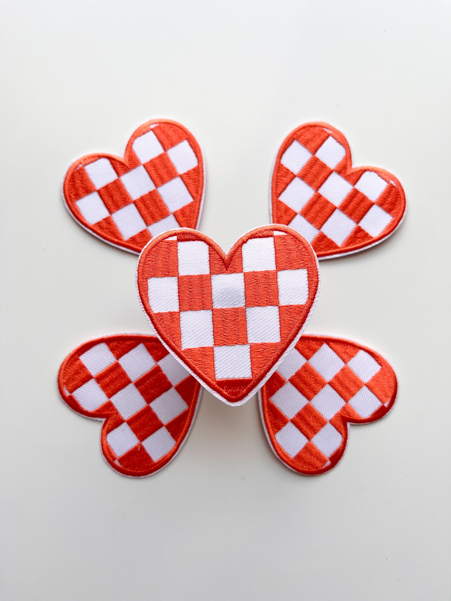 Checkered Heart Patch-Orange