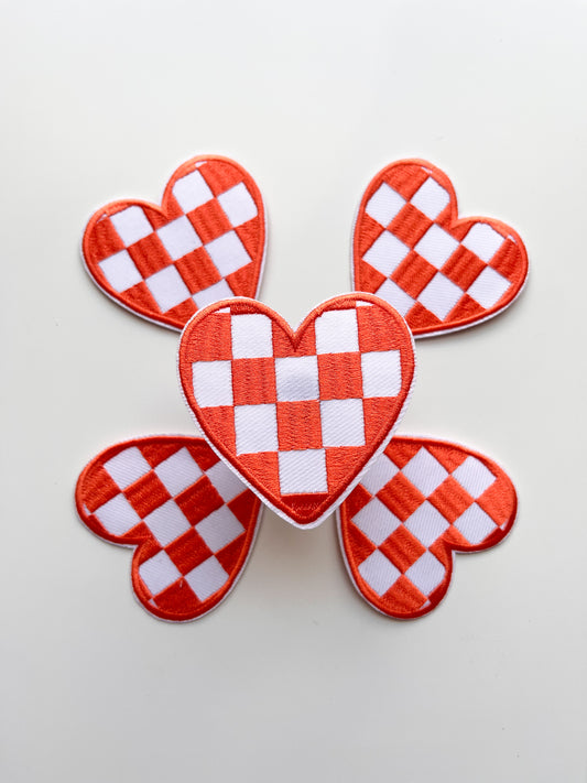 Checkered Heart Patch-Orange
