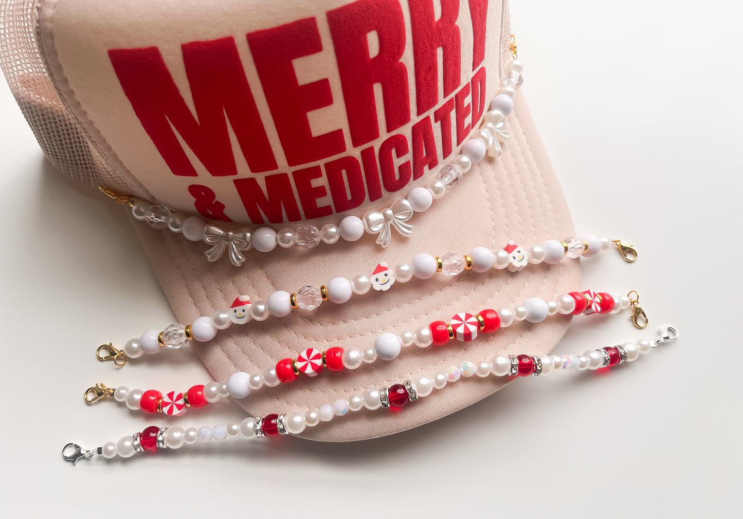 Red & White Christmas Trucker Hat Chain