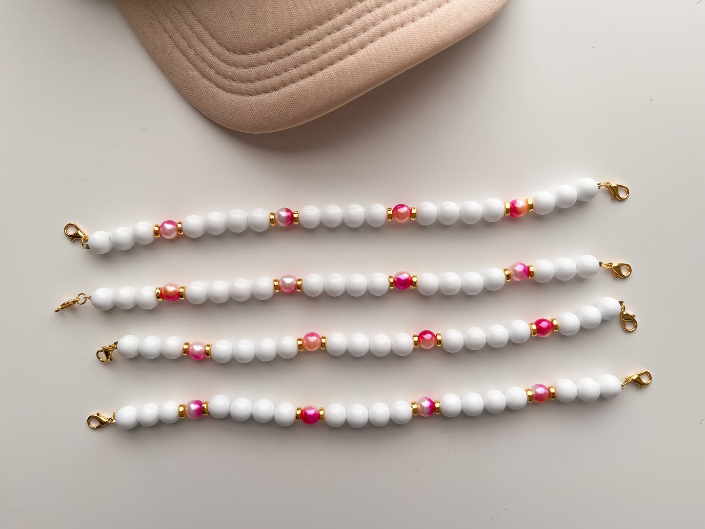 Pink Sherbert/White Trucker Hat Chain