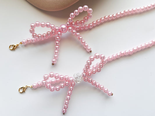 Pink Pearl Bow Valentines Trucker Hat Chain
