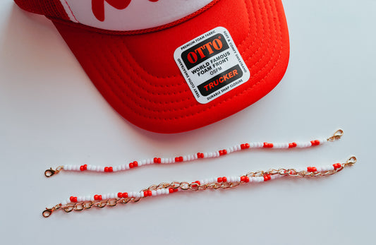 Valentines LIGHT Pink/White small beaded Trucker Hat Chain