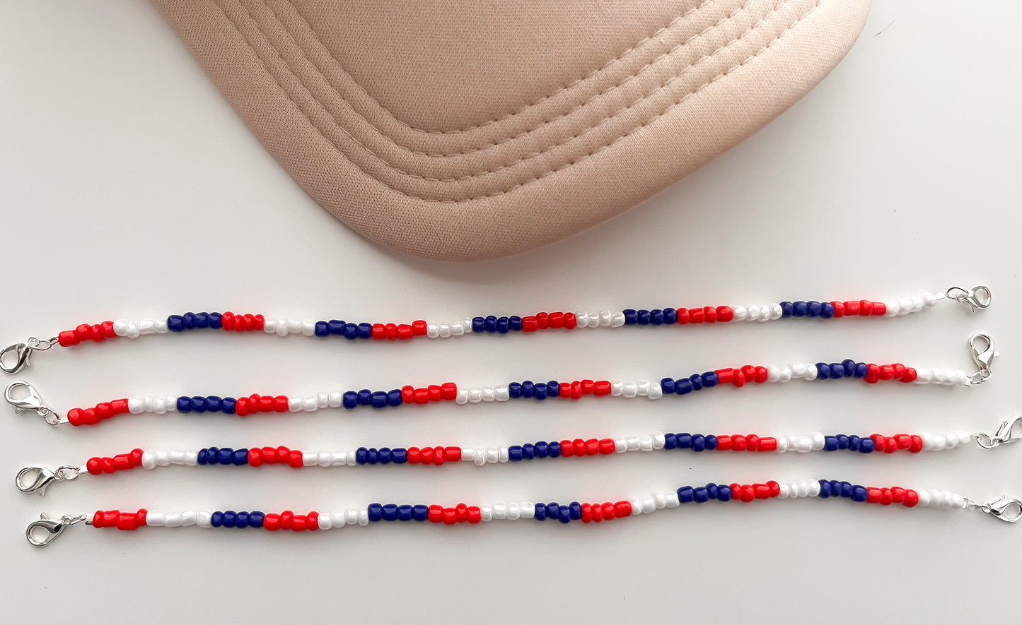 Red White Blue beaded Hat Chain