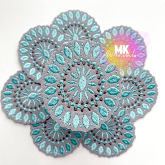 Hat Patch- Embroidered  "Turquoise Rock Buckle"