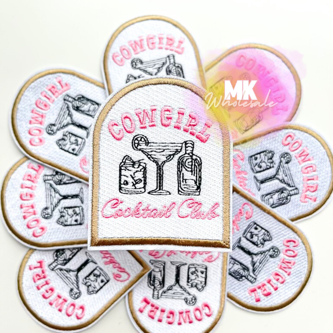 Hat Patch- Embroidered  "Cowgirl Cocktail club"