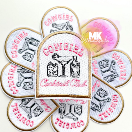 Hat Patch- Embroidered  "Cowgirl Cocktail club"