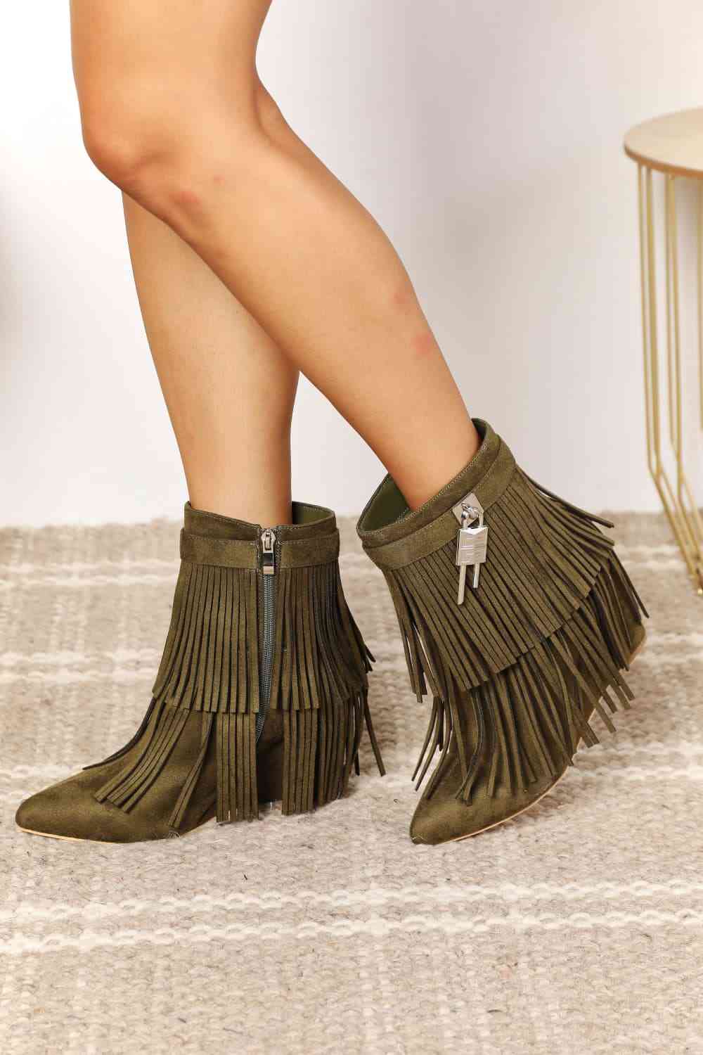 Olive Women's Tassel Booties