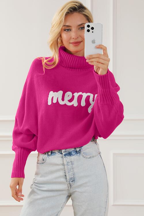 Merry Embroidered High Neck Sweater