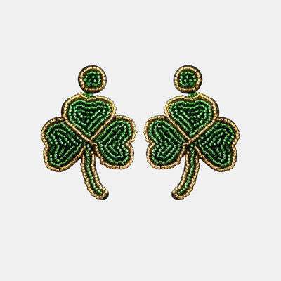 Beaded Clover Dangle Earrings