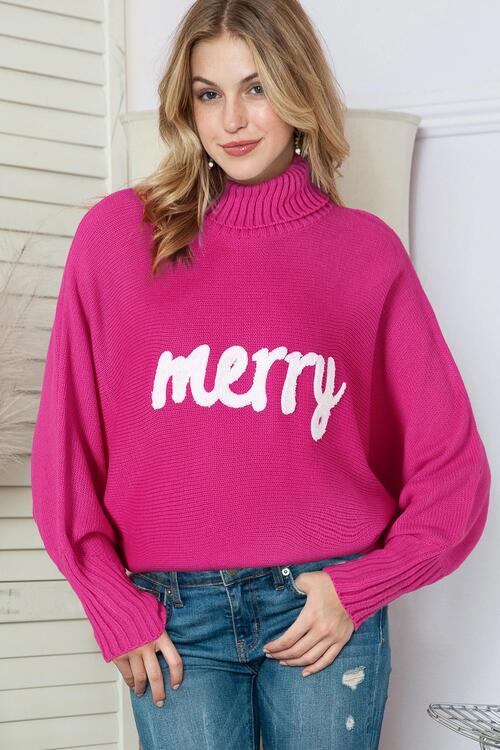 Merry Embroidered High Neck Sweater