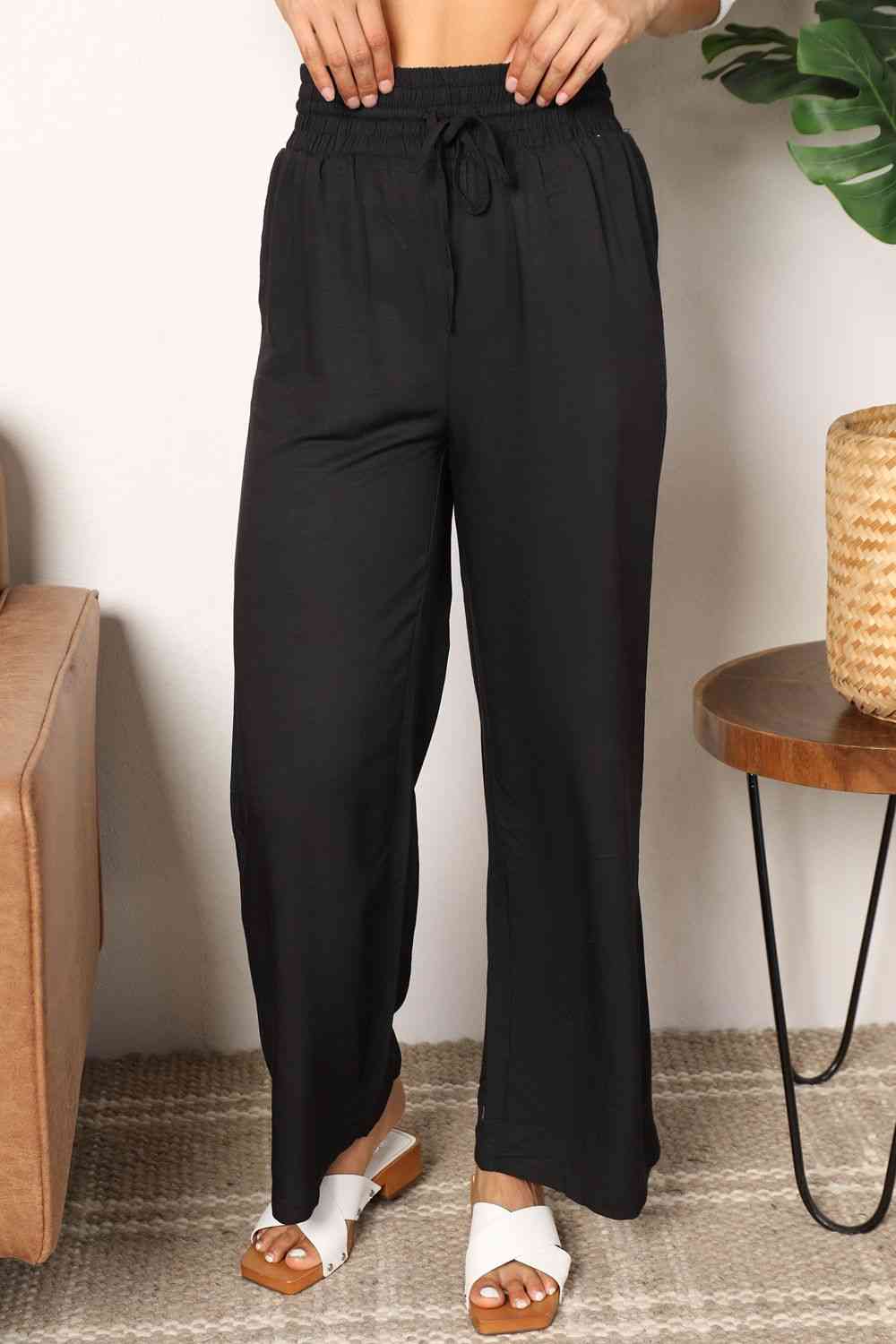 Smocked Waist Wide Leg Pants