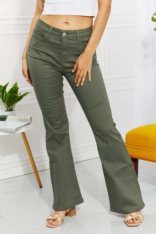 Olive High-Rise Bootcut Jeans
