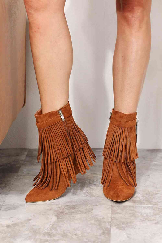 Ochre Women's Tassel Wedge Booties